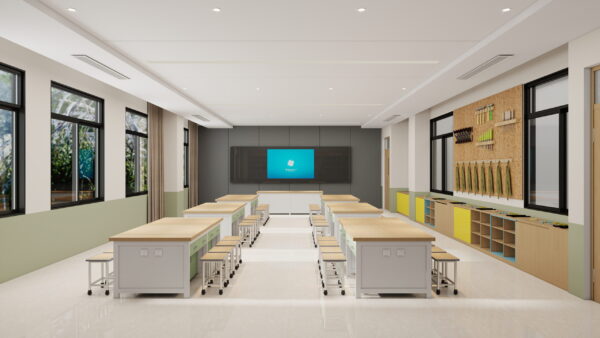Double-Sided Lab Workstation Table