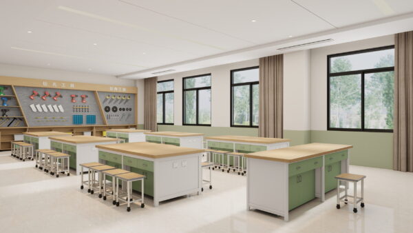 Double-Sided Lab Workstation Table