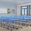 Single Student Desk and Chair with Storage Basket (HY-0259)
