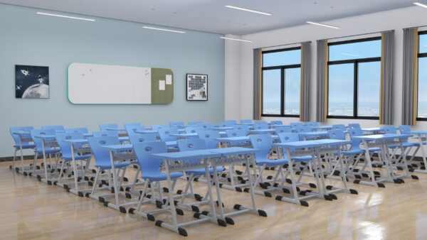 Single Student Desk and Chair with Storage Basket (HY-0259)