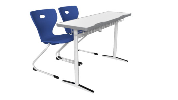 Double student desk with dual chairs (HY-0434)