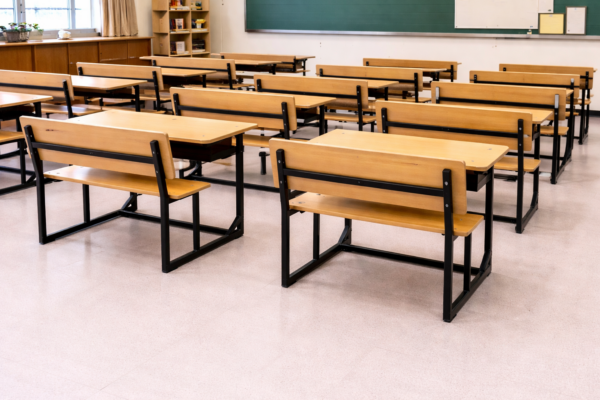 Double seat classroom desk with bench (HY-0431)