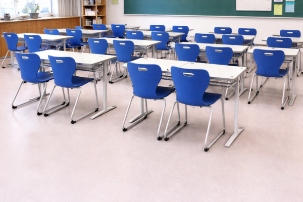 Double student desk with dual chairs (HY-0434)