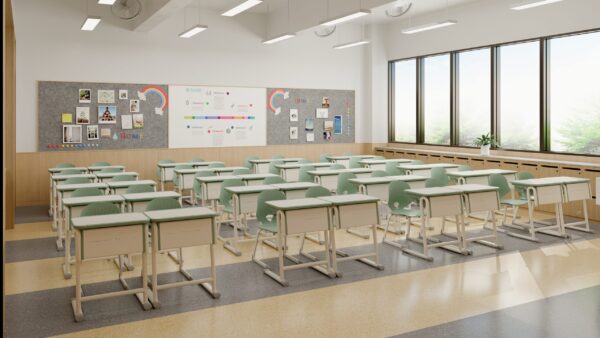 Single Student Desk and Chair with Panel Front (HY-02213)