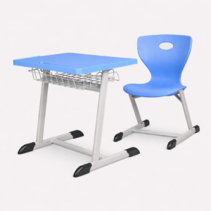 Single Student Desk and Chair with Storage Basket (HY-0259)